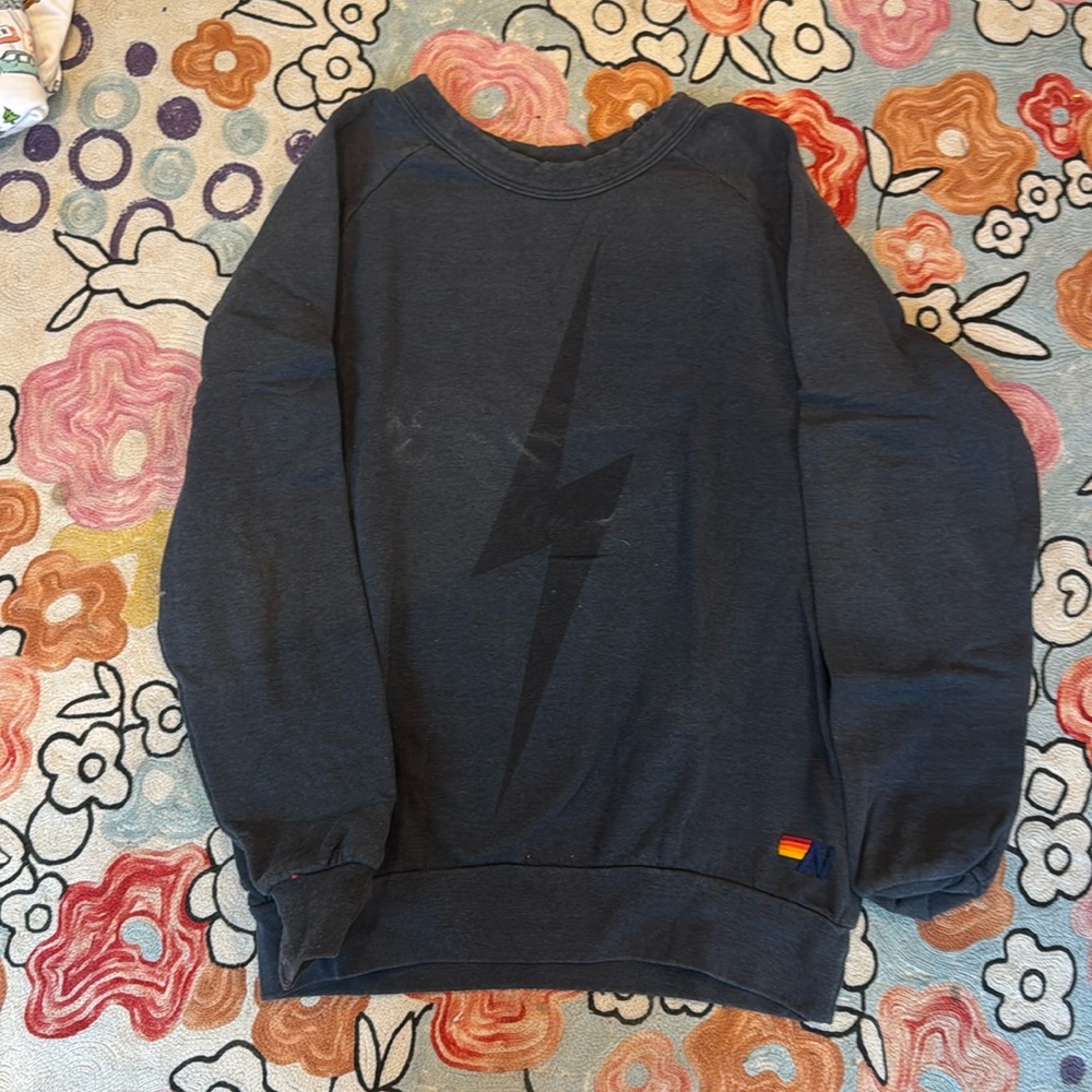 Black lightning bolt aviator nation, crewneck sweatshirt